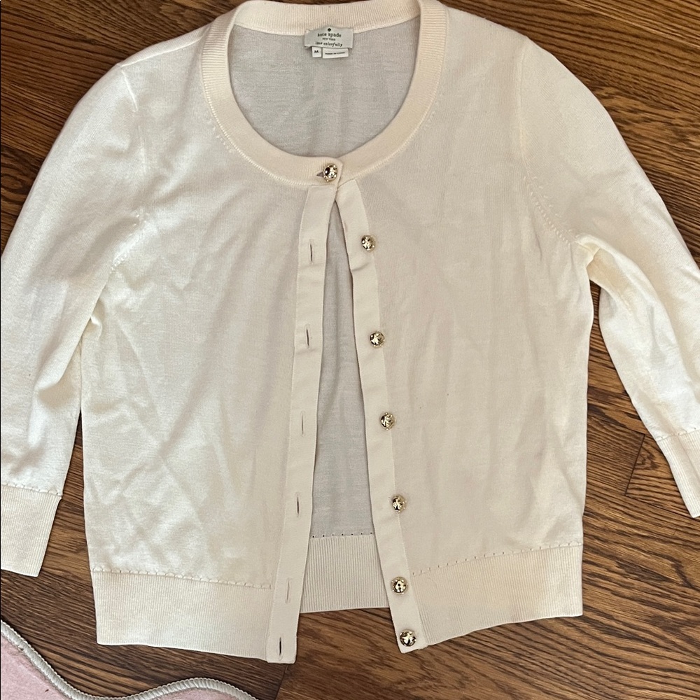 Kate Spade Cream Button-Up Cardigan